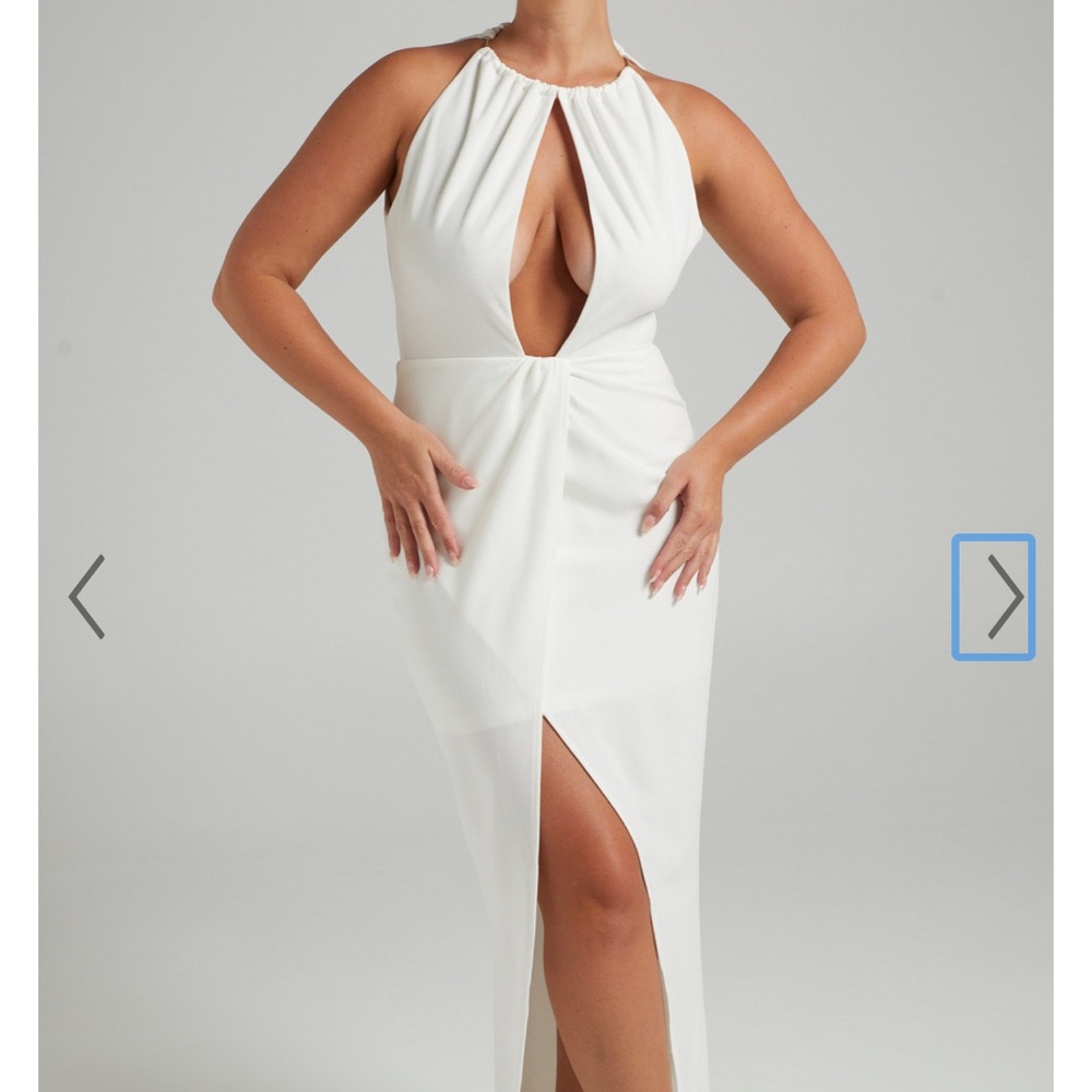 White Banneth Showpo Open Front Formal Dress NWT